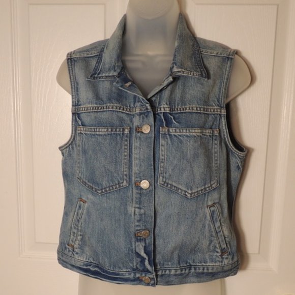 Madewell Jackets & Blazers - Madewell Faded Blue Denim Vest with Button Front
